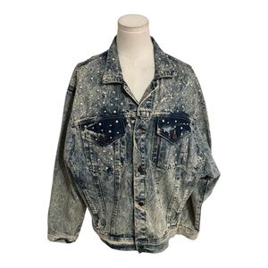 Tony Alamo Acid Wash Denim Jacket‎ Jeans Bling Crystals 80’s 90’s Vintage Sz M L